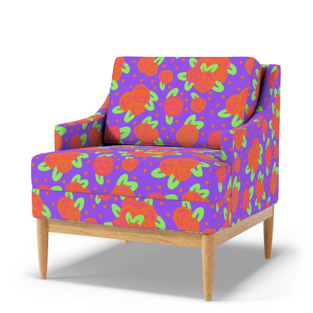Neon Roses pattern on an upholstered armchair