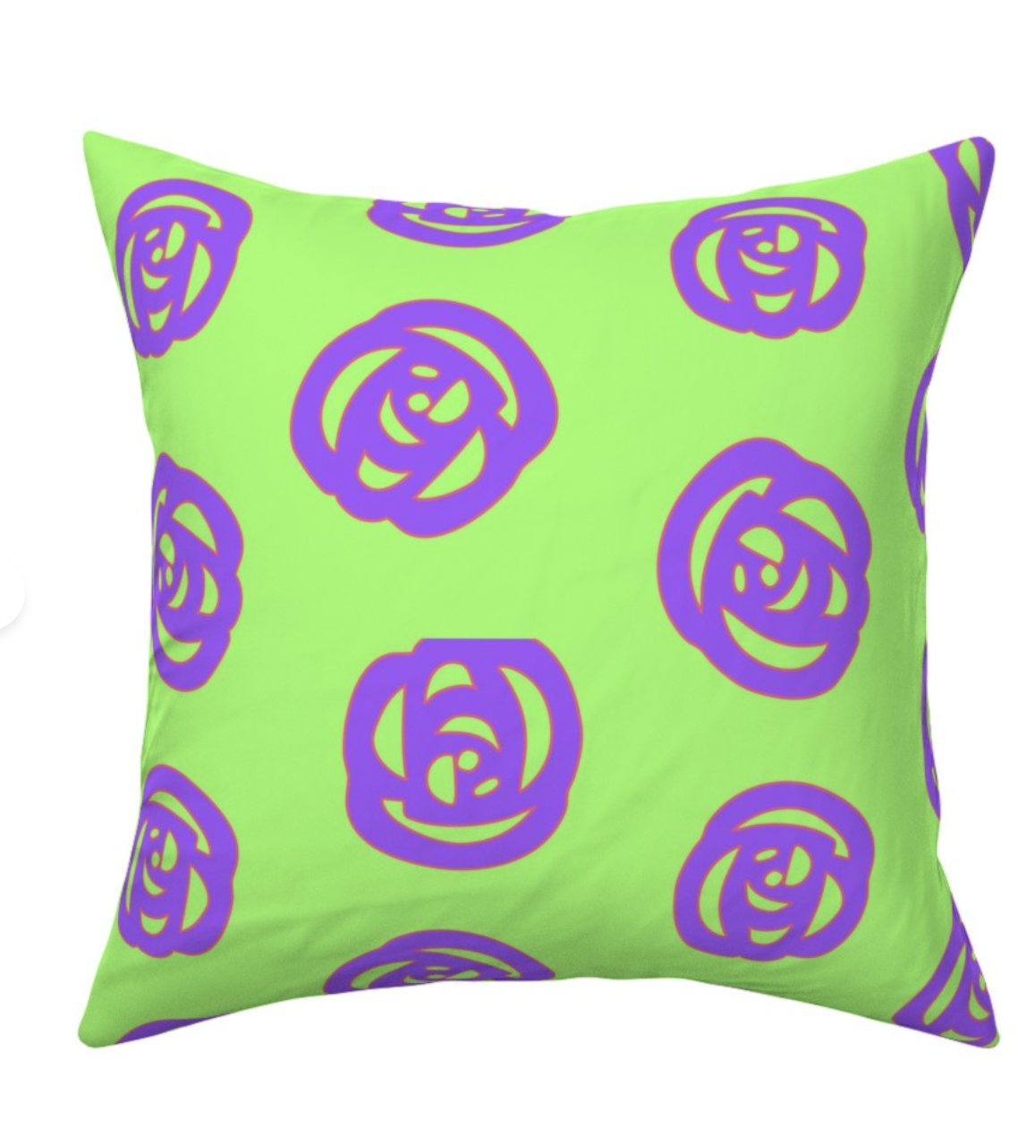 Tossed Loose Roses pattern on a throw pillow