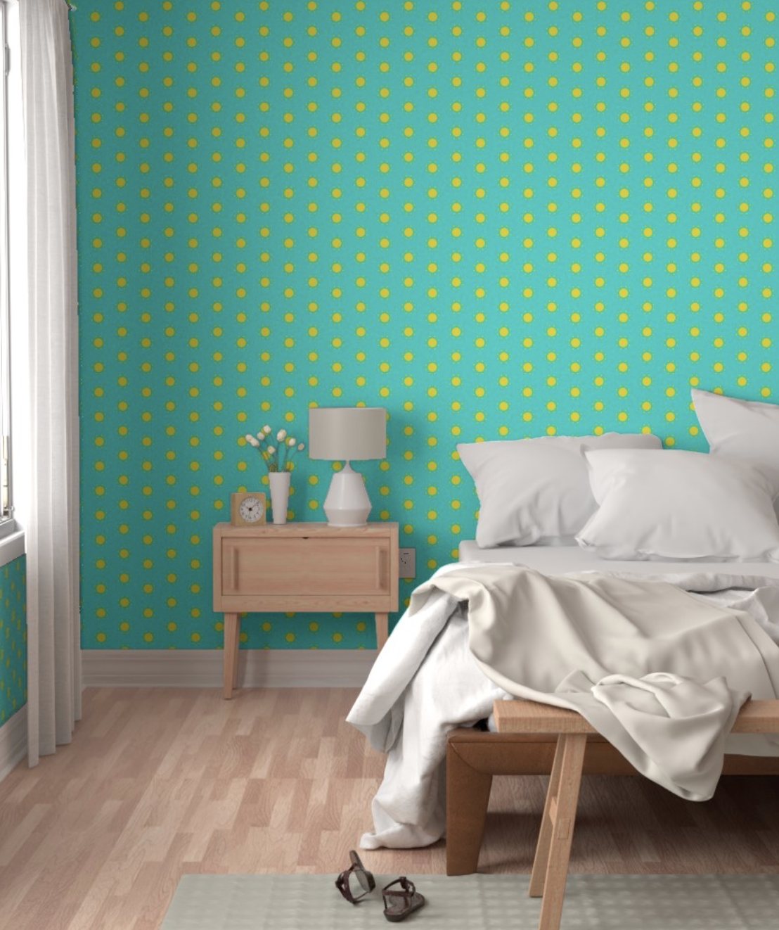 Sunshine pattern as bedroom wallpaper