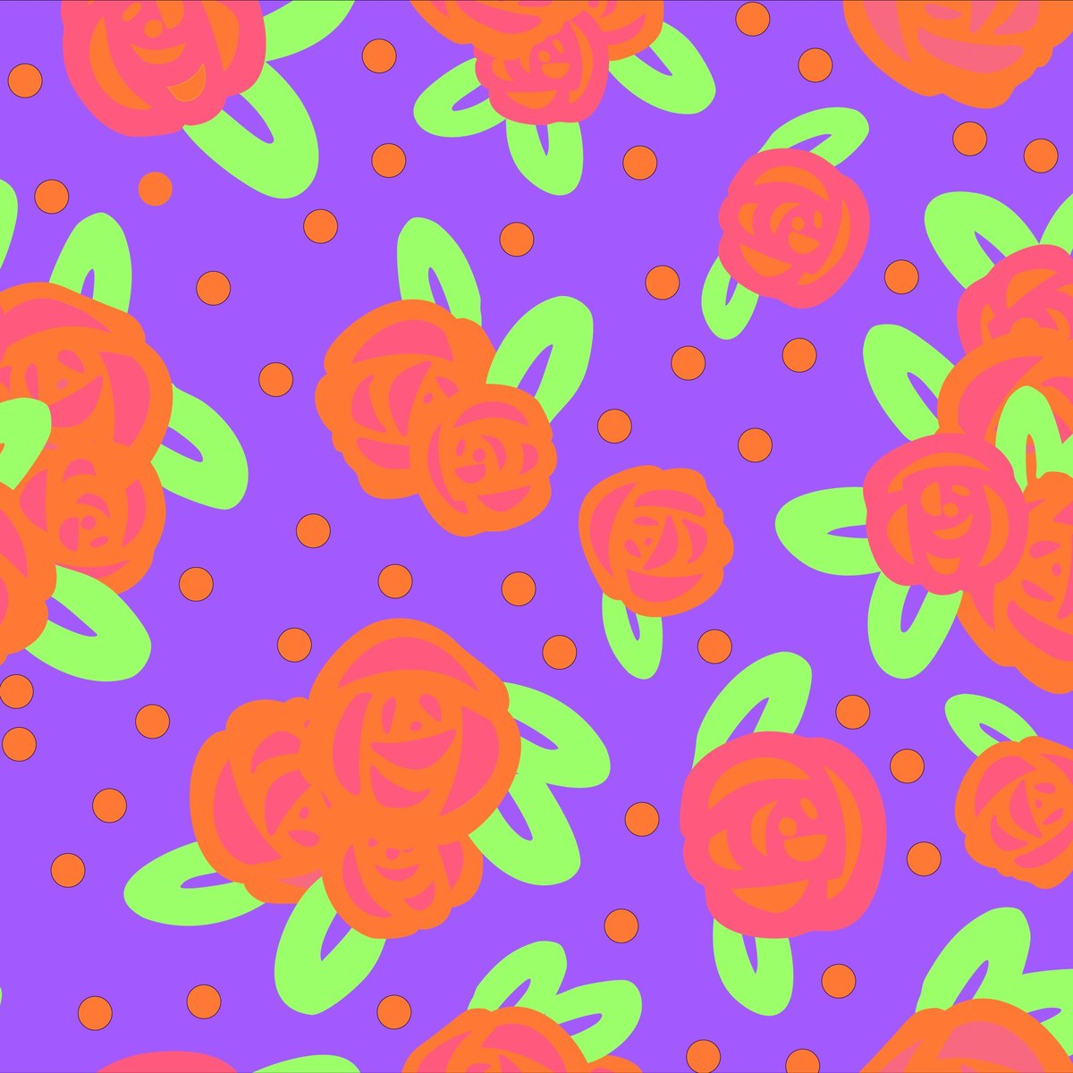 Electric Garden Party — Neon Roses Outline pattern
