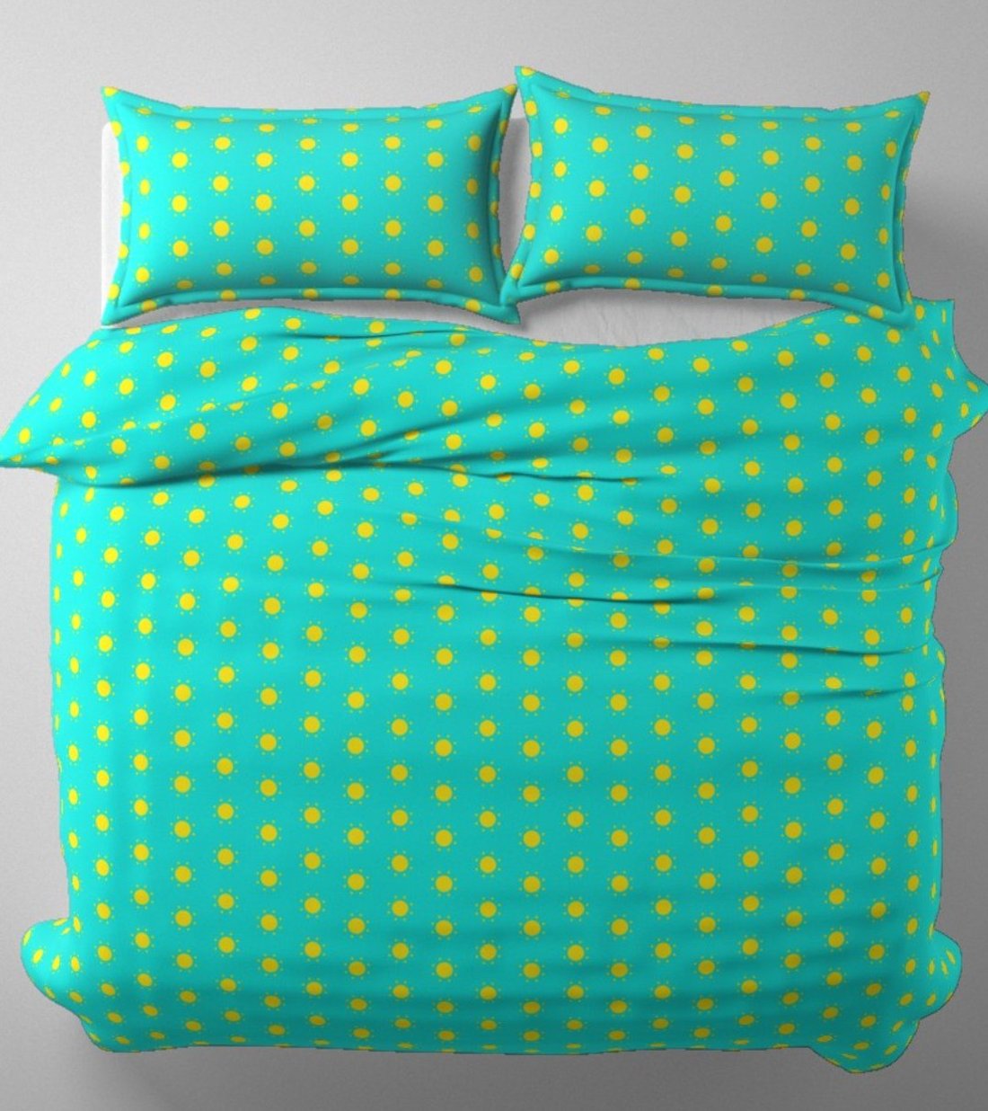 Sunshine pattern on cyan bedding