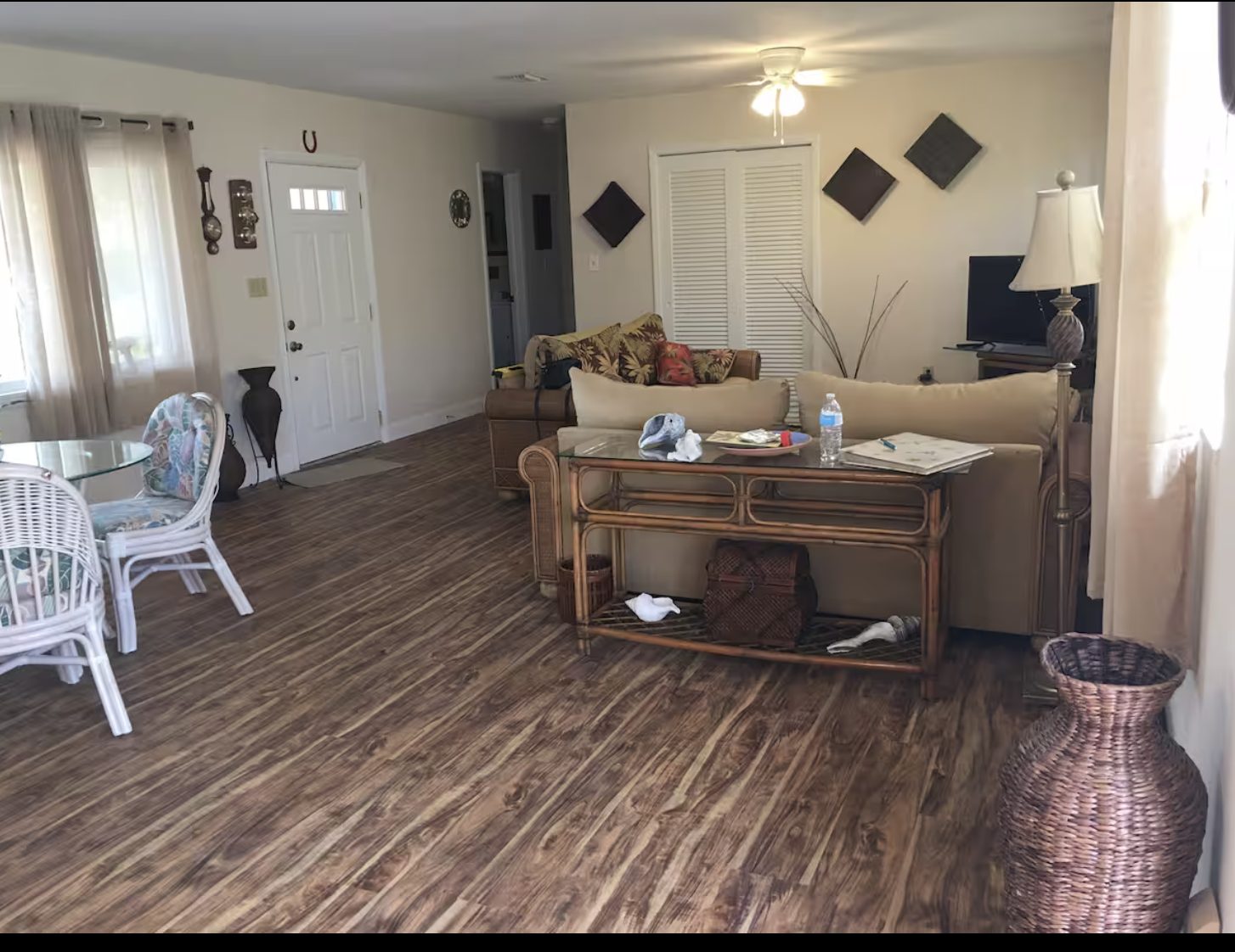 A short term rental living room before design